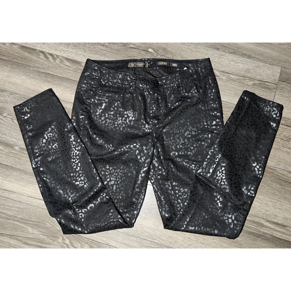Kourtney Kardashian Jeggings denim premium Women's leopard pattern Black Sz 10